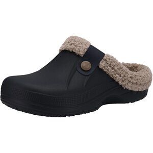 Women Black/Khaki Clogs Waterproof Winter Fuzzy Slippers Classic Fur Lined